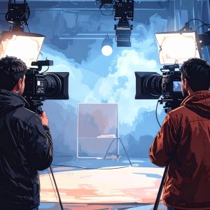 2 cameras pointing at a stage