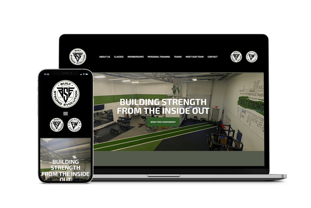Gym website on computer and phone