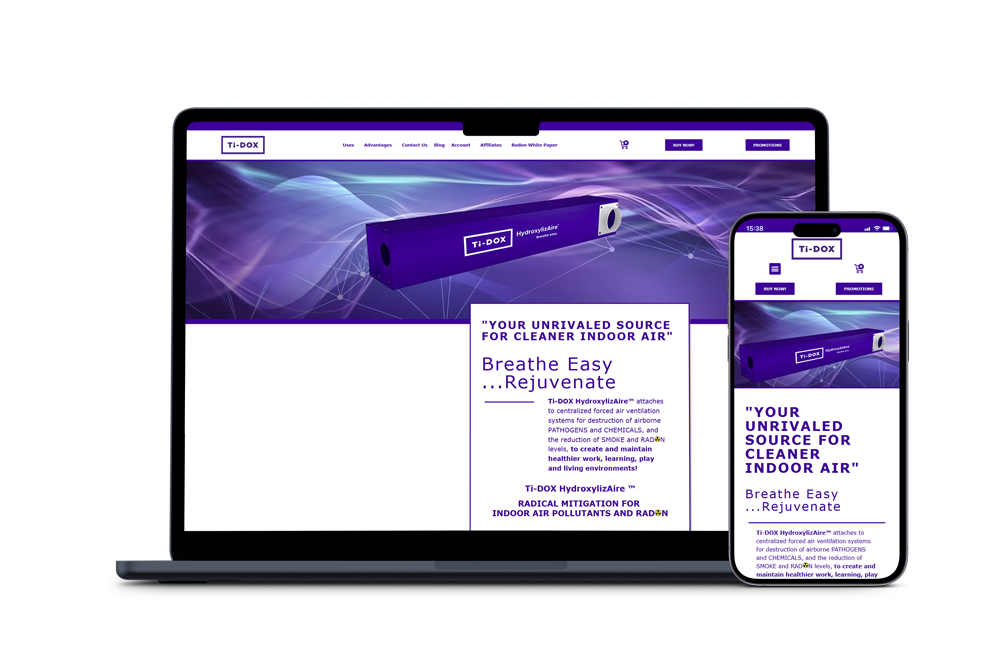 Ti-DOX Envirotek website on computer and phone