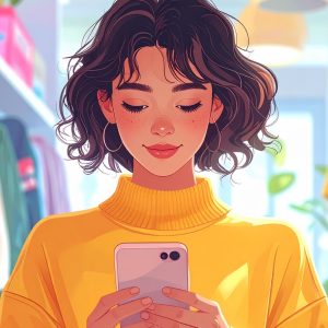 Woman looking at her smartphone