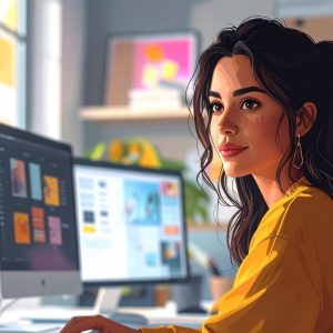 woman working on computer