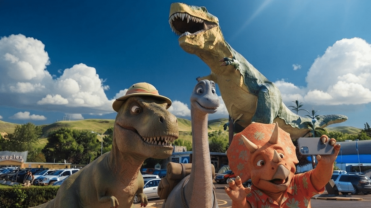 Dinosaur Tourists in Drumheller!